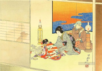 playing cards fuku zukushi 1901 Toyohara Chikanobu bijin okubi e Oil Paintings